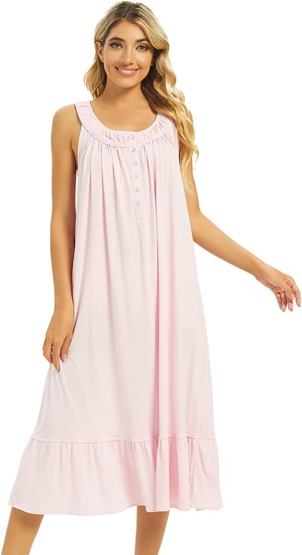 516o4rku-vL._AC_SL1500_08199a7c-f4e8-448f-b180-b69929f5227b Cotton Nightgown for Women Sleeveless Loungewear Comfy Soft Sleepwear Long Sleepdress Loose Full Length Nightdress