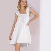 Womens Ruffle Nightgown Cotton Sleeveless Nightdress Soft Printed Night gown with Pockets