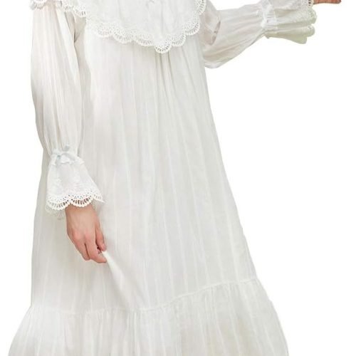 Cotton Nightgown for Women Vintage Palace Sleepwear