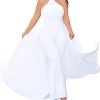 Patchwork Overlay Embellished Plain Women's Jumpsuit High-Waist Woman Romper