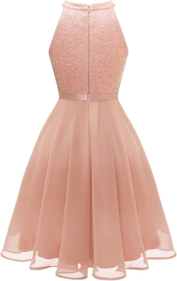 Sequin Halter Prom Dress for Women Party Night Elegant Wedding Bridesmaid Dresses