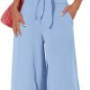 Women's Summer 2 Piece Outfits 2024 Cap Sleeve V Neck Belted Crop Tops Wide Leg Pant Sets Casual Tracksuit
