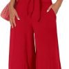 Women's Summer 2 Piece Outfits 2024 Cap Sleeve V Neck Belted Crop Tops Wide Leg Pant Sets Casual Tracksuit