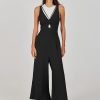 ANRABESS Women's Summer Wide Leg Linen Jumpsuits Dressy V Neck Sleeveless Casual Pants Rompers 2024 Vacation Beach Outfits