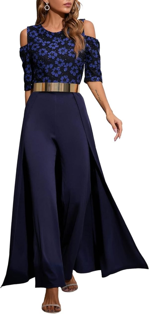 Patchwork Overlay Embellished Plain Women's Jumpsuit High-Waist Woman Romper