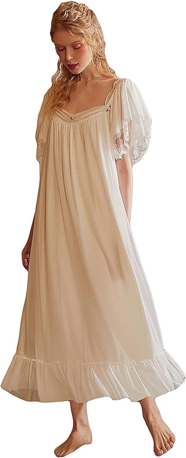 61vGVkk8-RL._AC_SL1500 Women's Lace Nightgown Long Sleeve Sleepwear Nightdress
