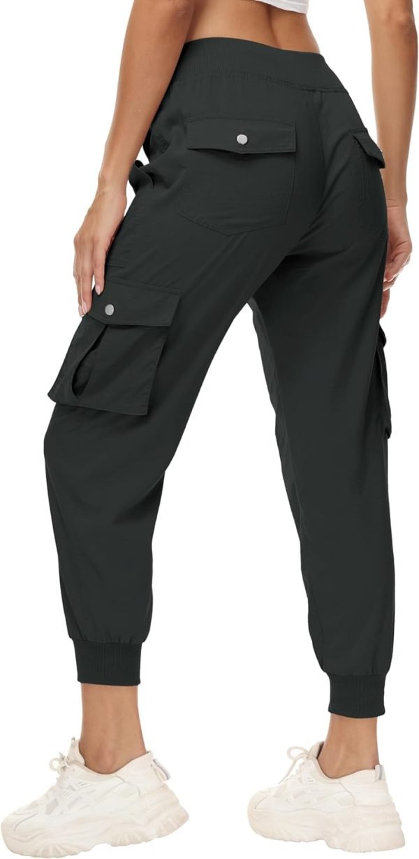Women's Cargo Hiking Pants Quick Dry Lightweight Elastic Waist Button Pockets Joggers Athletic Sweatpants Travel Casual