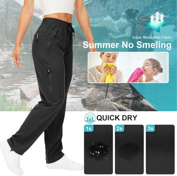 7150VWjpFXL._AC_SL1500 Womens Hiking Pants Quick Dry UPF 50 Travel Golf Pants Lightweight Camping Work Cargo Pants Zipper Pockets