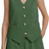 Womens Two Piece Outfits 2024 Summer Casual Sleeveless Blazer Vest Shorts Set with Pockets