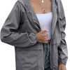 Women's Raincoats Windbreaker Rain Jacket Waterproof Lightweight Outdoor Hooded Trench Coats S-XXL