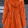 Rain Jacket Women Striped Lined Hooded Lightweight Raincoat Outdoor Waterproof Windbreaker