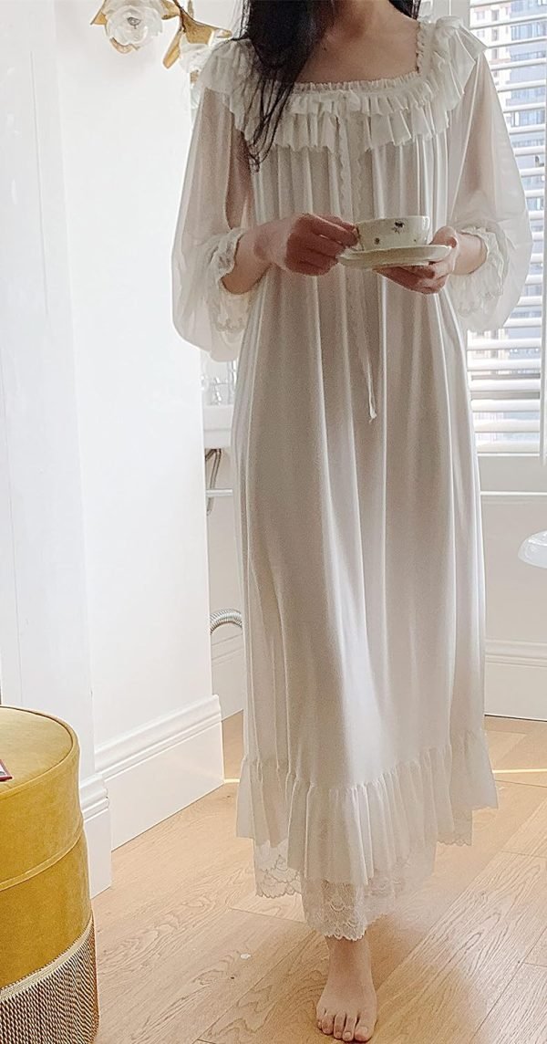 81Gh9oyTP8L._AC_SL1500 Women's Lace Nightgown Long Sleeve Sleepwear Nightdress