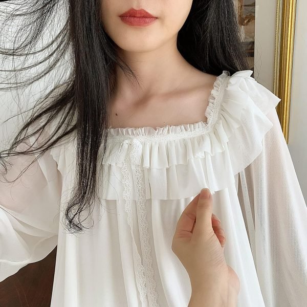 81OT0_6xTVS._AC_SL1500 Women's Lace Nightgown Long Sleeve Sleepwear Nightdress