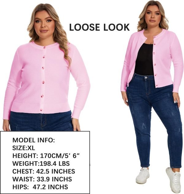 81bPmf3iBTL._AC_SL1500 Women's Crew Neck Button Down Long Sleeve Solid Knit Classic Cardigan Sweater