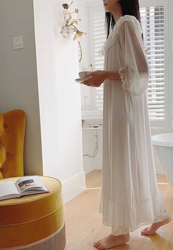 81gUYJswZwS._AC_SL1500 Women's Lace Nightgown Long Sleeve Sleepwear Nightdress