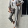 Elegant Solid Color Pants Set, Single Breasted Lapel Balzer & High Waist Straight Leg Pants, Women's Clothing