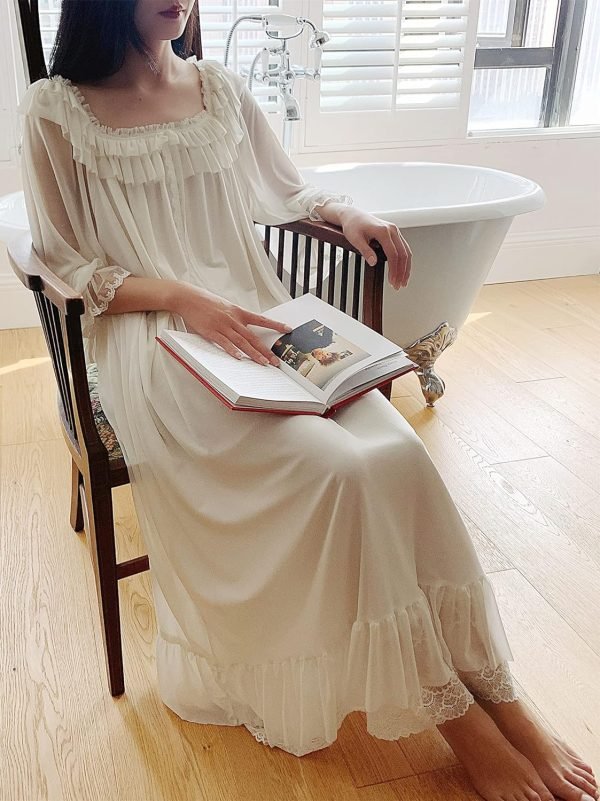 91c6_OSVf0S._AC_SL1500 Women's Lace Nightgown Long Sleeve Sleepwear Nightdress