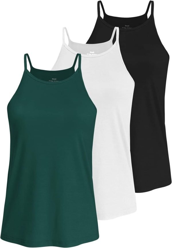 High Neck Tank Top for Women Camisole Trendy Sleeveless Shirts Loose Fit Cami Tanks 3 Pack