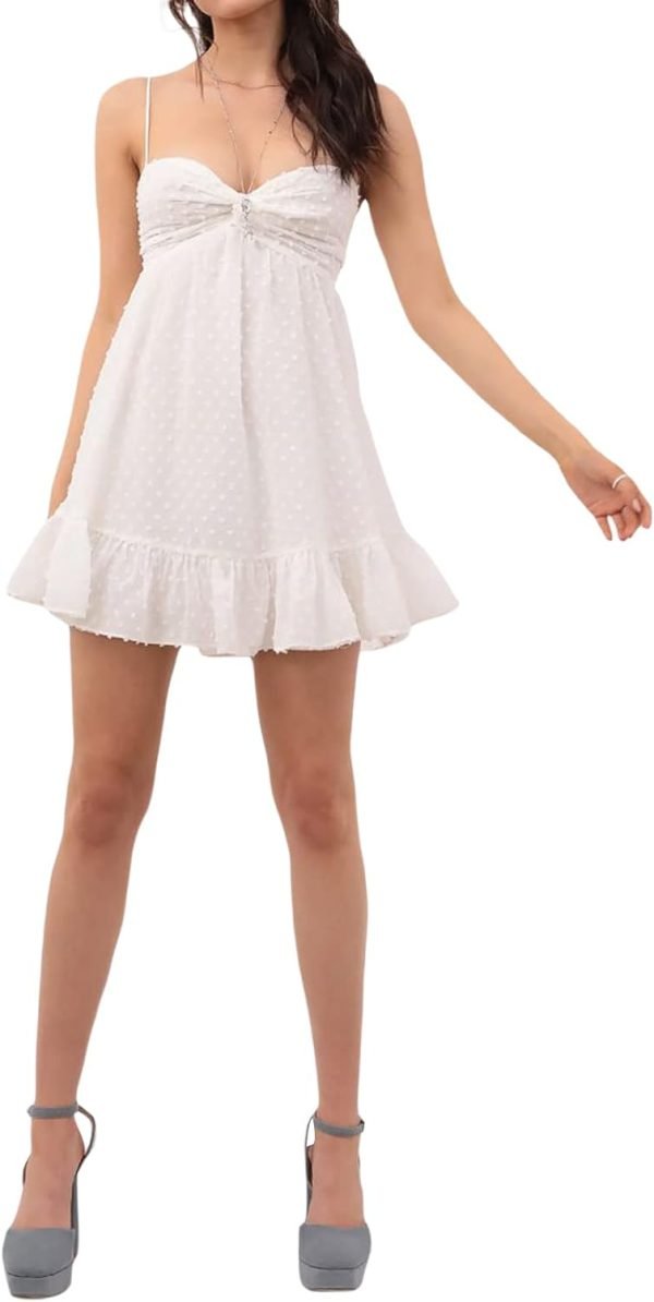 51a-TM23ZtL._AC_SL1500 Women Graduation Dress Spaghetti Straps Sleeveless Short Dresses Y2k Low Cut Bodycon Going Out A-Line Mini Dress