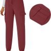Womens Athletic Pants Knit Cargo Pants Stretchy Hiking Pants Elastic Waist Sweatpants Baggy Soft Joggers