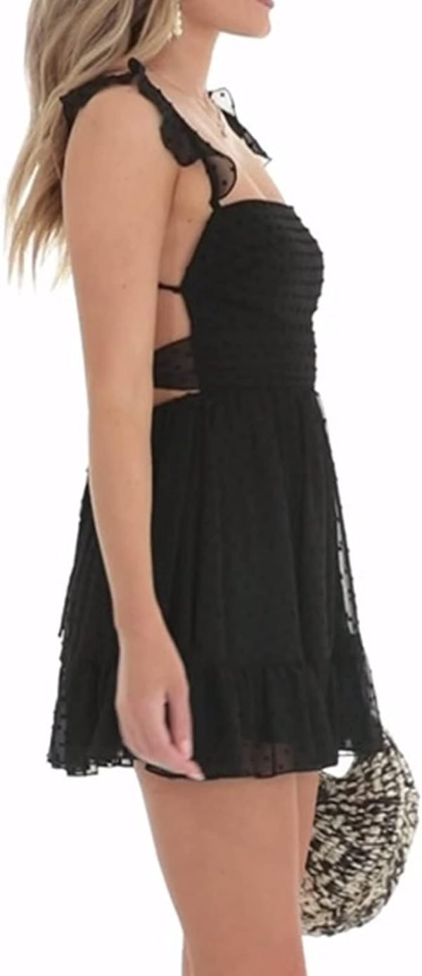 51mSngcEpzL._AC_SL1500 Women Graduation Dress Spaghetti Straps Sleeveless Short Dresses Y2k Low Cut Bodycon Going Out A-Line Mini Dress