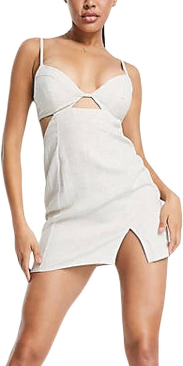 51yVhZOdAwL._AC_SL1500 Women Graduation Dress Spaghetti Straps Sleeveless Short Dresses Y2k Low Cut Bodycon Going Out A-Line Mini Dress