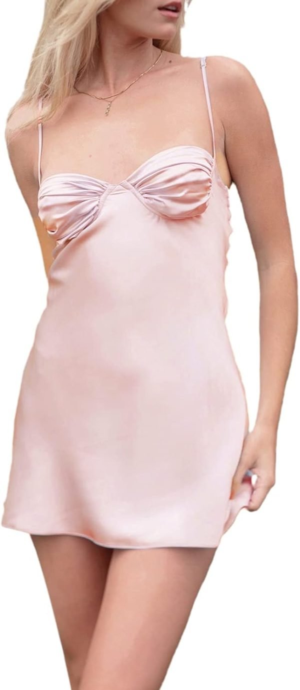 51zJlvtsgNL._AC_SL1500 Women Graduation Dress Spaghetti Straps Sleeveless Short Dresses Y2k Low Cut Bodycon Going Out A-Line Mini Dress