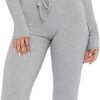 Women Ribbed Knit Yoga Lounge Set V Neck Long Sleeve Button Crop Tee Drawstring Pants Solid Slim Two Pieces Sets