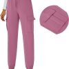 Womens Athletic Pants Knit Cargo Pants Stretchy Hiking Pants Elastic Waist Sweatpants Baggy Soft Joggers