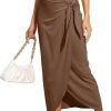 Women’s Maxi Skirt High Waist Wrap Pencil Long Skirts for Women Slim Boho Draped Front Bodycon Dresses