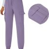 Womens Athletic Pants Knit Cargo Pants Stretchy Hiking Pants Elastic Waist Sweatpants Baggy Soft Joggers