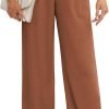 Women's Business Work Trousers High Waisted Wide Leg Pants Long Straight Suit Pants with Pocket