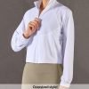 UPF 50+ Workout Jackets for Women Athletic Zip Up Running Jacket Sun Protection Lightweight UPF Cropped Jacket