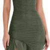 Women's Midi Bodycon Dress Summer Sleeveless Ruffle Mermaid Dress Cocktail Party Tank Dresses for Wedding Guest