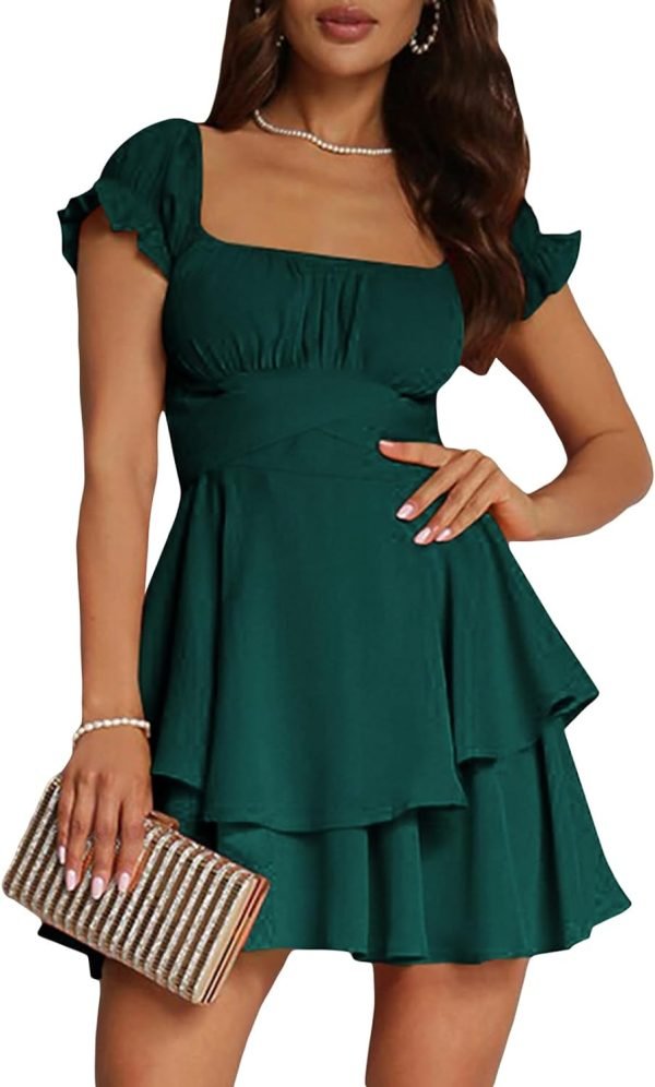 61akkGXcpQL._AC_SL1500 Women Graduation Dress Spaghetti Straps Sleeveless Short Dresses Y2k Low Cut Bodycon Going Out A-Line Mini Dress