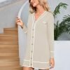 Pink Queen Women's V Neck Long Sleeve Mini Dress Elegant Button Down Open Front Color Block Knit Sweater Cardiagns with Belt