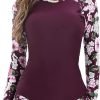 Women 2 Piece Rash Guard Long Sleeve Swimsuits Swim Shirt with Shorts Set Sun Protection UPF 50+ Surf Bathing Suits