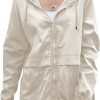 Women's Waterproof Raincoat Lightweight Rain Jacket Hooded Windbreaker with Pockets for Outdoor
