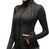 Womens Sports Running Yoga Jacket Slim Fit Full Zip Track Jacket Turtleneck Workout Jacket