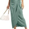 Women’s Maxi Skirt High Waist Wrap Pencil Long Skirts for Women Slim Boho Draped Front Bodycon Dresses