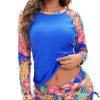 Women 2 Piece Rash Guard Long Sleeve Swimsuits Swim Shirt with Shorts Set Sun Protection UPF 50+ Surf Bathing Suits