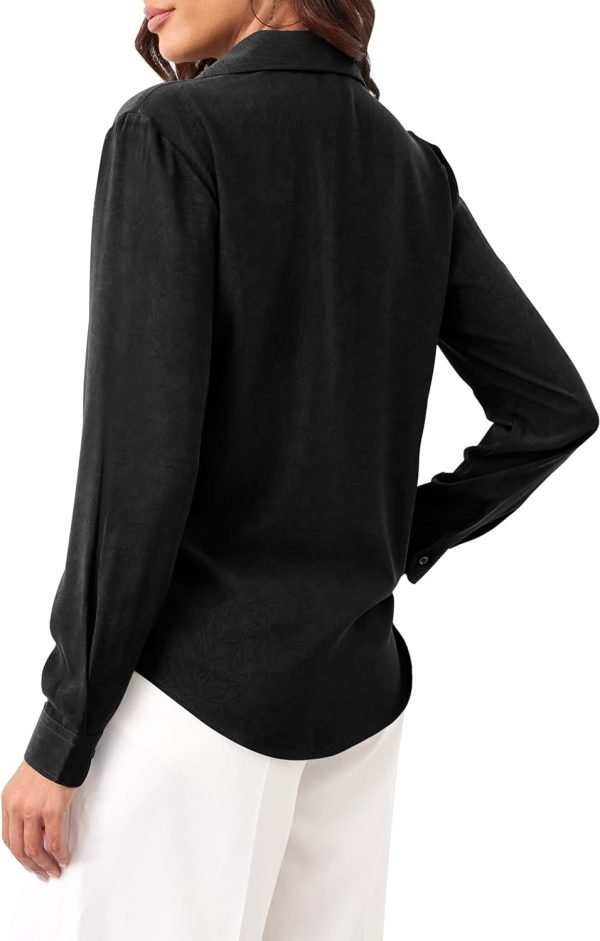 Womens Chiffon Blouses Button-Down Shirts Soft Tops Collared Casual Work Shirt XS-XXL