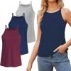 High Neck Tank Top for Women Camisole Trendy Sleeveless Shirts Loose Fit Cami Tanks 3 Pack
