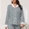 Button Down Pajamas Sets Women Two-Piece Satin Silk Pjs Sets Loungewear Long Sleeve Sleepwear Shorts Nightwear Sets