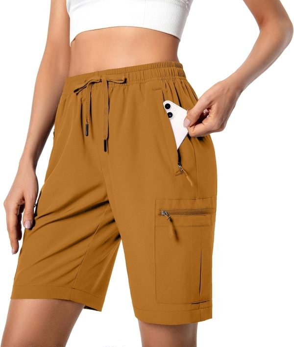 71_qmQEZm6L._AC_SL1500 Women's Lightweight Hiking Cargo Shorts Quick Dry Athletic Shorts for Camping Travel Golf with Zipper Pockets Water Resistant