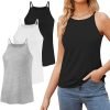 High Neck Tank Top for Women Camisole Trendy Sleeveless Shirts Loose Fit Cami Tanks 3 Pack