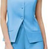 Women's Summer 2 Piece Outfits Sleeveless Round Neck Button Down High Waisted Pants 2024 Business Work Sets