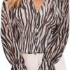 Womens Casual Boho Floral Print V Neck Long Sleeve Blouses Button Down Shirts Dressy Chiffon Loose Ruffle Tops