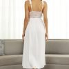 Womens Nightgown Long Sexy Silky V neck Chemise Lace Sleeveless Sleepwear for women Elegant