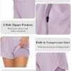 2 Pack Athletic Shorts for Women, Quick Dry Running Shorts with Pockets High Waisted Workout Gym Sports Shorts
